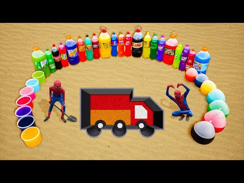 How to Make Box Truck with Cement & Orbeez, Big Balloons Fanta, Coca Cola and Mentos Underground