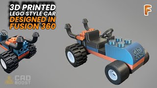 3D Printed LEGO-Style Car Designed in Fusion 360 – Full Build, Print Timelapse & Real Test Drive