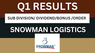 snowman logistics Q1 results 2025 | snowman logistics results today | snowman  share latest new
