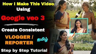 How I Created Consistent Vlogger /Reporter Video | Google Veo 3 | Text to video Tutorial in Tamil
