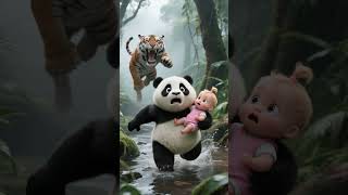 The panda defeated the tiger and saved the baby. It's so amazing! #rescueefforts  #panda  #cute