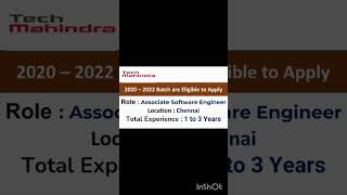 Tech Mahindra off campus job #latesthiring #dailyjobupdate #shorts #shortsfeed #jobupdates