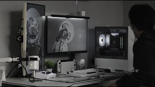 modern desk setup tour l white & gray aesthetic
