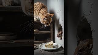 🖼️🐾 A Moment Frozen: Cat, Mouse, & Temptation! | #CatAndMouse #AnimalArt #PetHumor #CuteAnimals