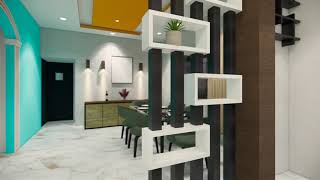 Drawing with Dining room design...(Size-13' X 30' )