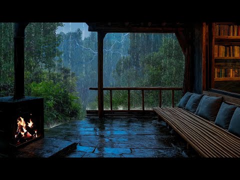 Soothing Rainstorm with Distant Thunder & Wind – Perfect for Sleeping & Stress Relief | Forest Porch