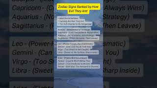 Zodiac Signs Ranked by How Evil They Are #zodiac #zodiacsigns #astrology #horoscope #tarot