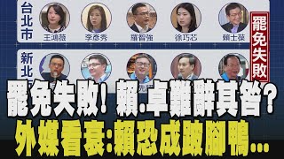 北京也很關心大罷免! 外媒緊盯開票"若未通過賴清德將變跛腳鴨" 罷免之役遭完封 林右昌: 非政黨對決 調整步伐｜【政治懶人包】｜TVBS新聞 @TVBSNEWS01
