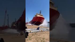 SHIP LAUNCH #megaship #marineengineer #seamen #merchantmarine #seafarer #shiplaunch #newship #ship