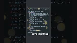 Making a simple Calculator using python #pythoneasy #coding #calculatorusingpython #pythoncalculator