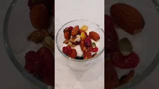 Yogurt parfait with Power up trail mix from Costco