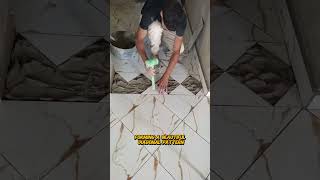 Arranging Ceramic Pieces to Form a Diagonal Pattern #shortvideo #construction