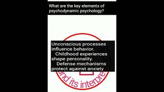 What are the key elements of psychodynamic psychology #tamil #motivationandemotionpsychology #mind