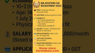 NIA Aviation CSA Recruitment 2025
