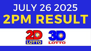 2pm Lotto Result Today Swertres Ez2 PCSO July 26 2025