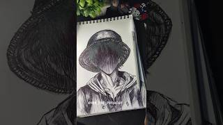 Monkey D Luffy Pen Sketch|One Piece|Crazy Anime Pen Drawing|Use this trick #luffy #pencilsketch #art