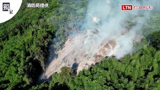獨家》空拍哭泣山林！大湖山林悶燒已3天 將對地主究責(消防局提供)