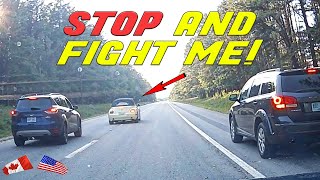 IDIOT BLOCKS HIGHWAY BECAUSE ANOTHER DRIVER WON'T FIGHT HIM