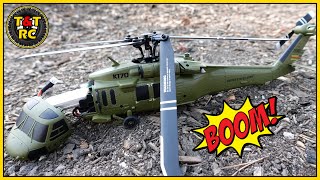 BLACK HAWK DOWN!💥🚁💥Shortest Flight Ever! K170 Black Hawk UH-60L RC Helicopter First Flight & Crash!