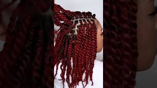 Burgundy Mini Twists With Extensions ✨ #minitwists #jumbotwist #shorts #qvrhair   #protectivestyles