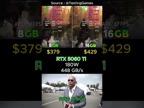 RTX 5060 Ti 8GB VS 16GB ✅ #Gaming #PCGaming #Nvidia #NVDA #RTX #dlss #Geforce #budgetpc #GPU #PC