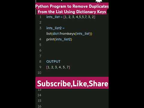 Python Program to Remove Duplicates from the List Using Dictionary Keys #youtubeshorts #ytshorts #yt