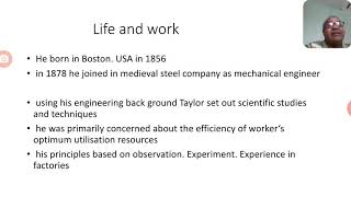 Scientific management  F W Taylor