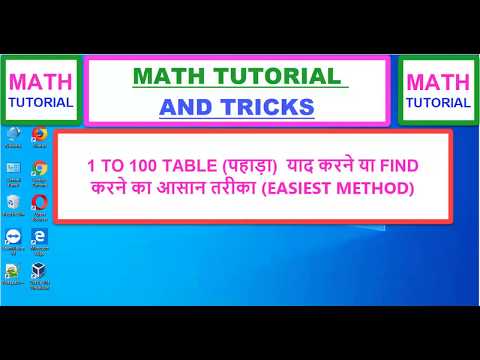 MATH-1 TO 100 TABLE (पहाड़ा ) याद करने या FIND  करने का आसान तरीका