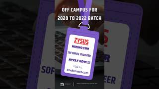Zysus Hiring for Fresher | Latest Hiring 2023 | software engineer | #hiring #jobs