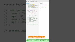 (Q-38) Most asked or must know JavaScript objects questions #javascript #interview #objects #coding