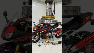 Kawasaki ninja h2r under hydraulic press #shorts #viral #crush
