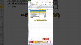 Monthly EMI Calculator In Use for Microsoft Excel//@HK_COMPUTER_LAB_11 #hkcomputerlab #exceltips