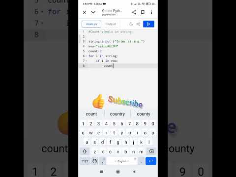 Count vowels in string #basic #lavanya #google #python #vowels #shortcut #program #count #shorts