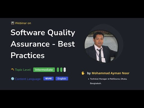 Webinar 11: Software Quality Assurance   Best Practices