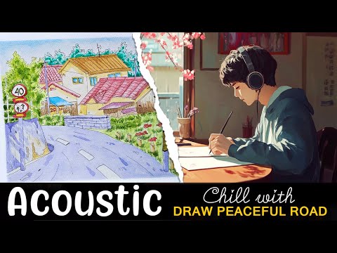 Sweet Acoustic Cover Songs 2024 | Draw Peaceful Road | Step By Step Drawing