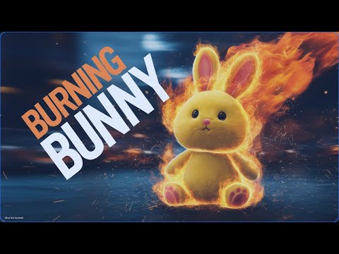 Burning a Cute Yellow Plush Bunny