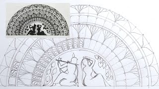 How to draw Radha Krishna Mandala Art || Radha Krishna drawing || Mandala Art || @SNIGBHAMARTS