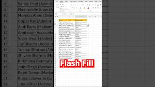 Flash Fill Magic in Excel✨Extract Name & Department #excel #ytshorts #exceltricks #exceltips