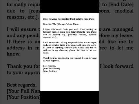 How to write a leave request email to your manager |  #email #shorts #leaverequest #LeaveApplica