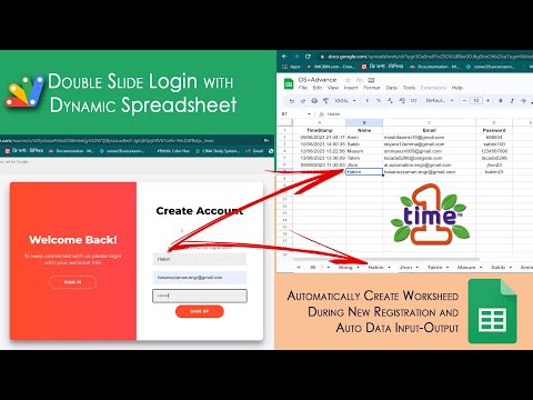 Double Slide Login with Create New Sheet for New Account and Data transfer (Advance Level)