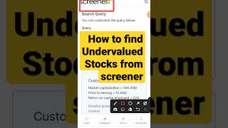 how to find Undervalued Stocks in Screener from mobile  #shorts #undervaluedstocks
