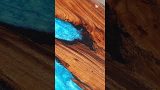 Kazanahome Walnut Peacock Blue Epoxy Table  #diningtabledesign #epoxytable  #woodfurniture