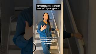 Try this for better balance on the steps! #physicaltherapy #caregiver #seniorcare #geriatrics #howto