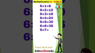 Multiplication table of 6 | by kidsonlineedu #shorts