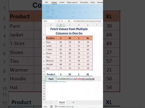 Use vlookup to filter data from multiple columns in excel: #shorts  #exceltips #trending #excel