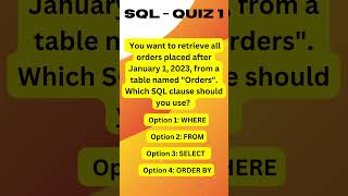 SQL Quiz 1 #sql #quiz #sqlbeginner #quizquestions #sqlcourse #sqlquiz #popquiz #sqltutorial #Shorts