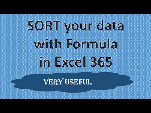 SORT Formula in MS Excel 365. One must Watch and Learn.