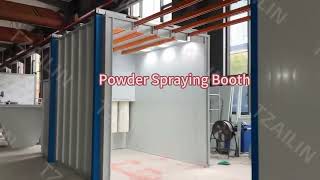 Manual Powder Coating Equipment Overhead Conveyor Rail Painting Spray Booth Electric Curing Oven