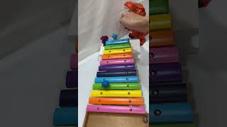 レインボー木琴スロープ+カラフルボールASMR☆知育玩具☆マーブルラン #ピタゴラスイッチ #marblerun