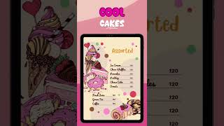 Cool Cakes Menu #MenuCardDesign #MenuDesign #GraphicDesign
